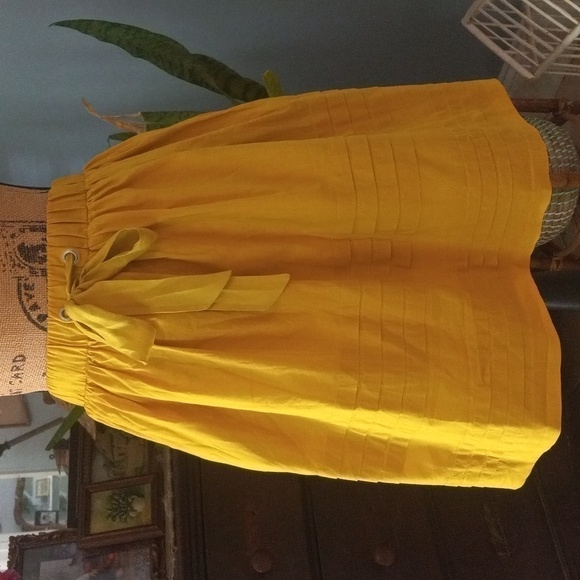 Anthropologie Odille Drawing Parallels Pleated Pocket Skirt in Marigold Yellow - Picture 14 of 14